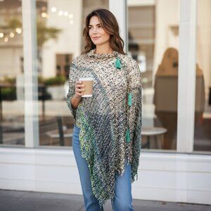 Black Camel Green Blue Lime  Poncho Vest Scarf Adjustable Tassel …